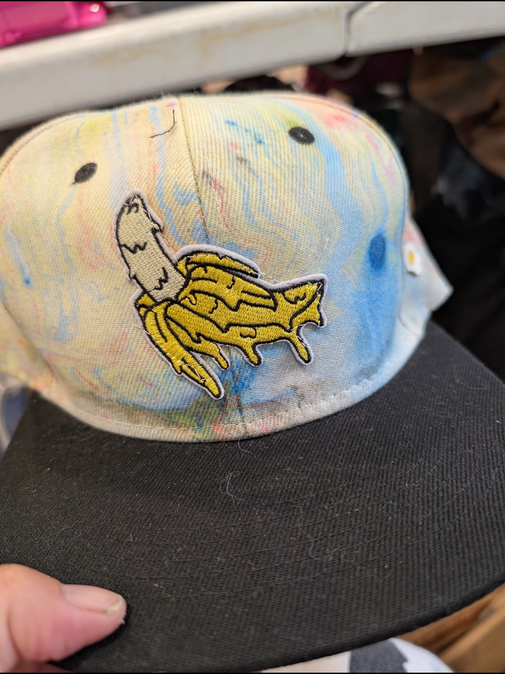 Tie-Dye Baseball Cap with Drippy Banana Patch - Men Accessories Hats